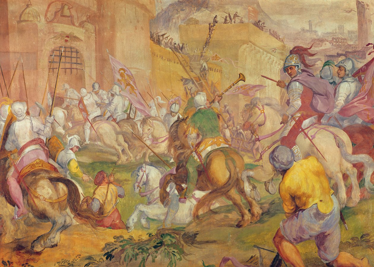 Verovering van een Turkse stad door de Venetianen door Antonio Vassilacchi