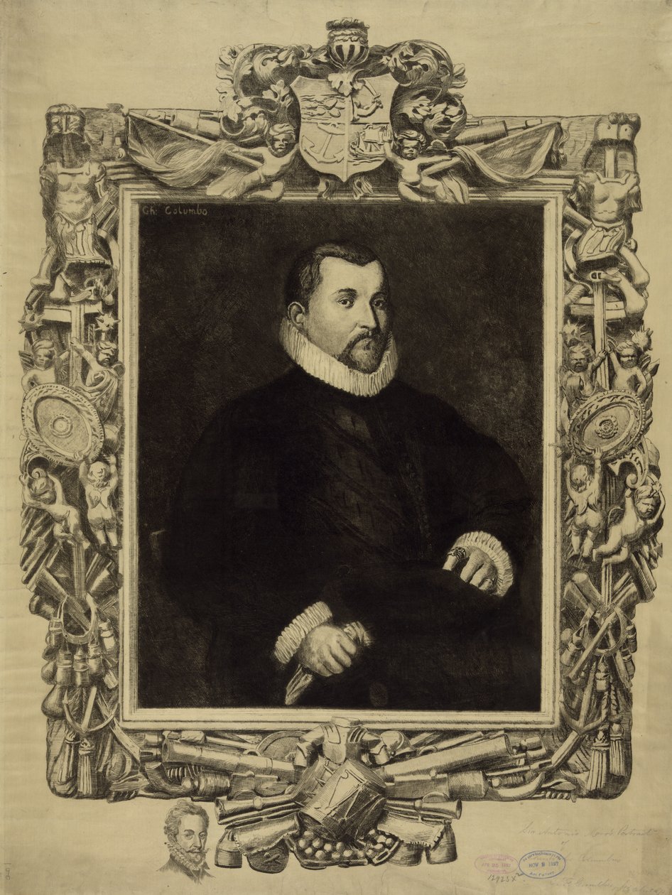 Christoffel Columbus (1451-1506), c.1892 (lithografie) door Antonio  Moroni