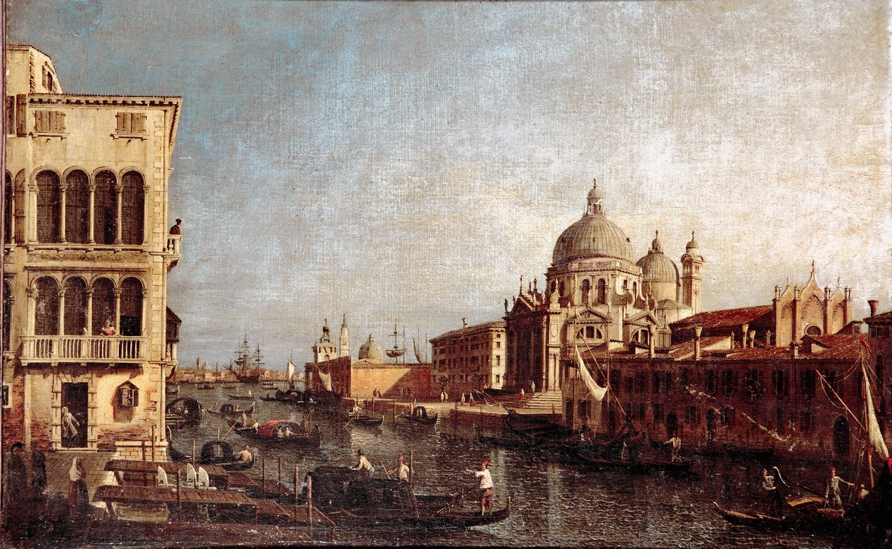 Uitzicht op de Kerk van Salute in Venetië door Antonio (studio of) Canaletto