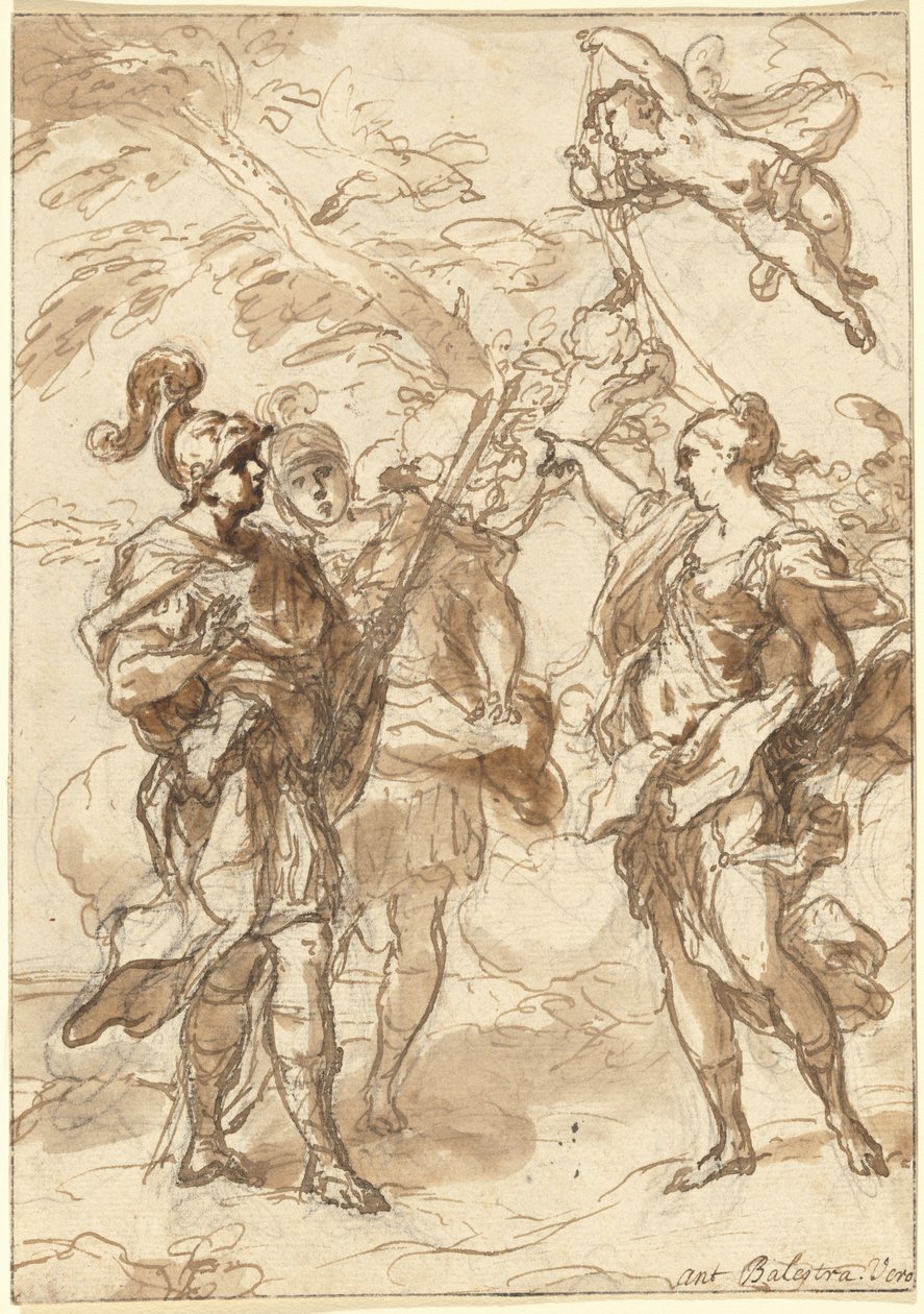 Venus als jageres verschijnt aan Aeneas en Achates door Antonio Balestra