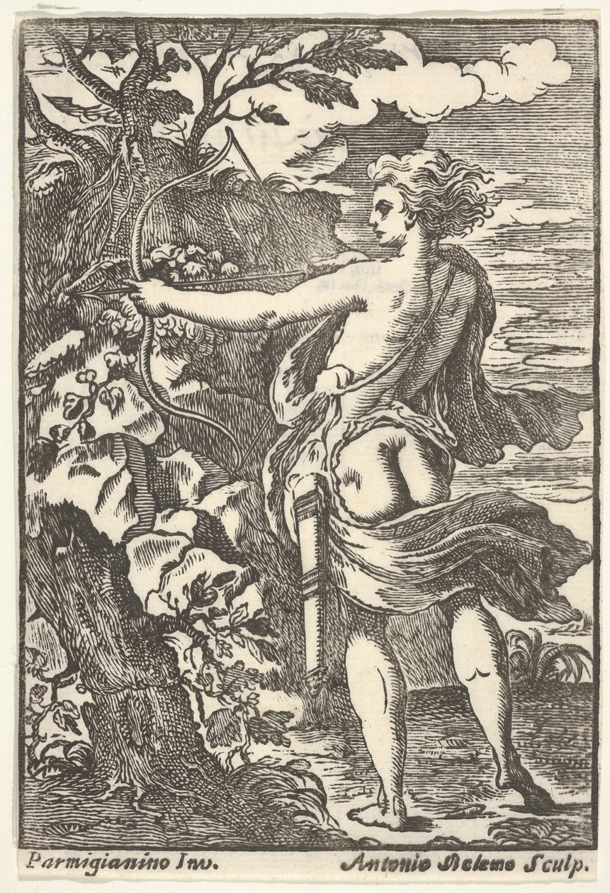 Callisto op Jacht met Getrokken Boog, naar Parmigianino door Antonio Belemo