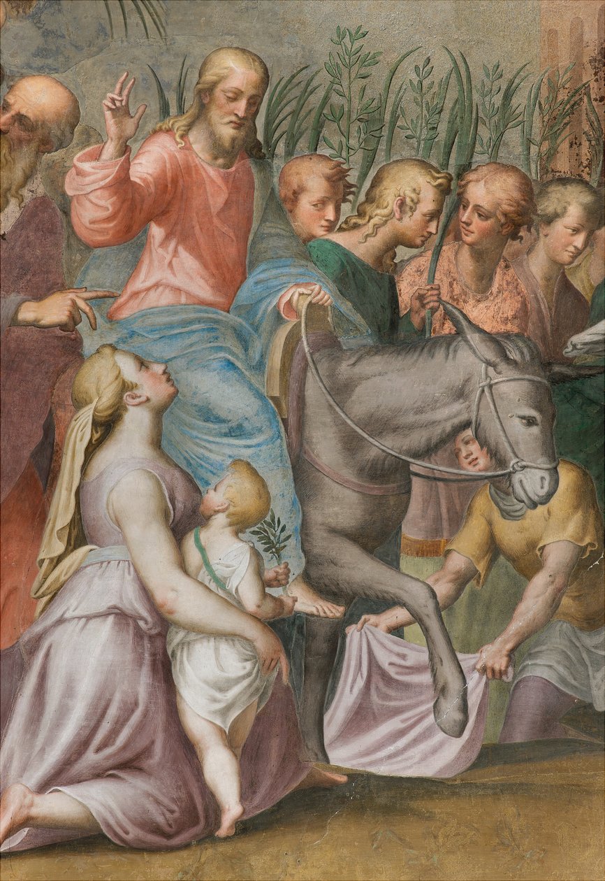 Apsis, Intocht van Jezus in Jeruzalem 1582-84 (detail) door Antonio Campi