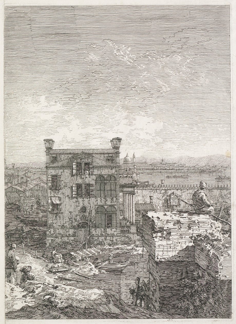 Gezichten: Een Huis Omringd door Zes Kolommen, 1735-1746 door Giovanni Antonio Canal