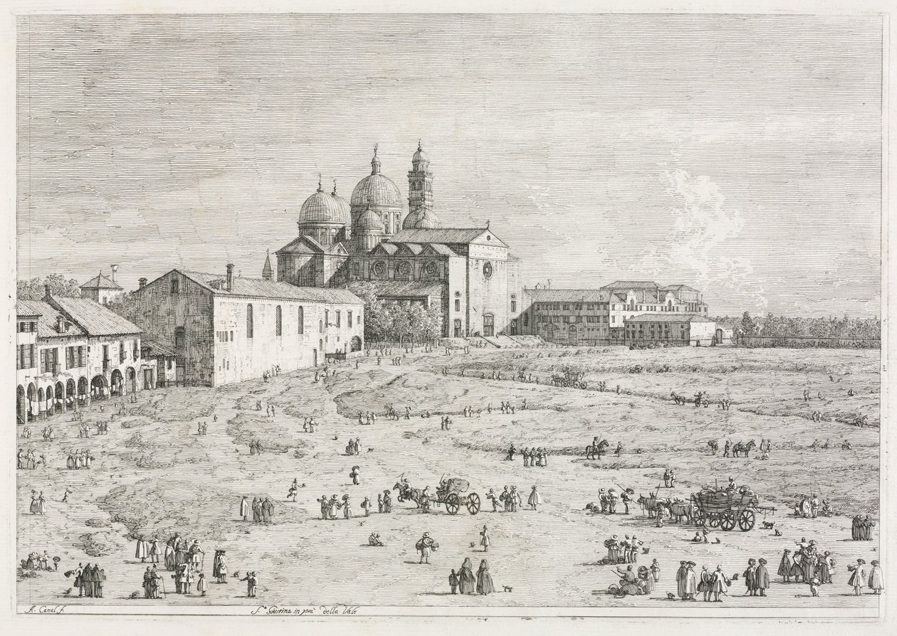 Gezichten: Kerk van Sint Justina in Prà della Valle, Padua door Antonio Canaletto