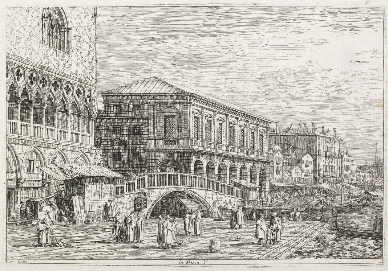 Gezichten: De Gevangenis, Venetië door Antonio Canaletto