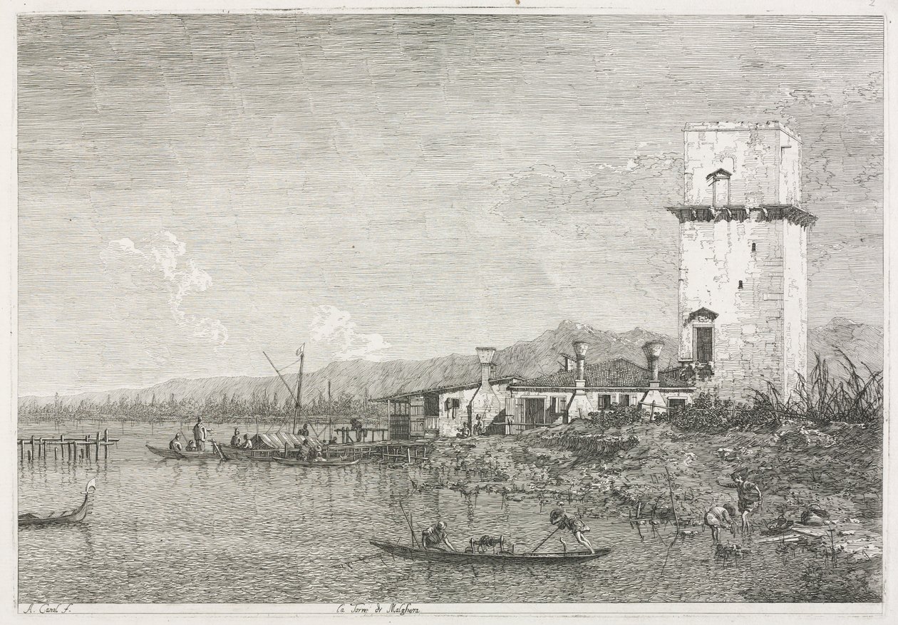 Uitzichten: De Toren van Malghera door Giovanni Antonio Canal
