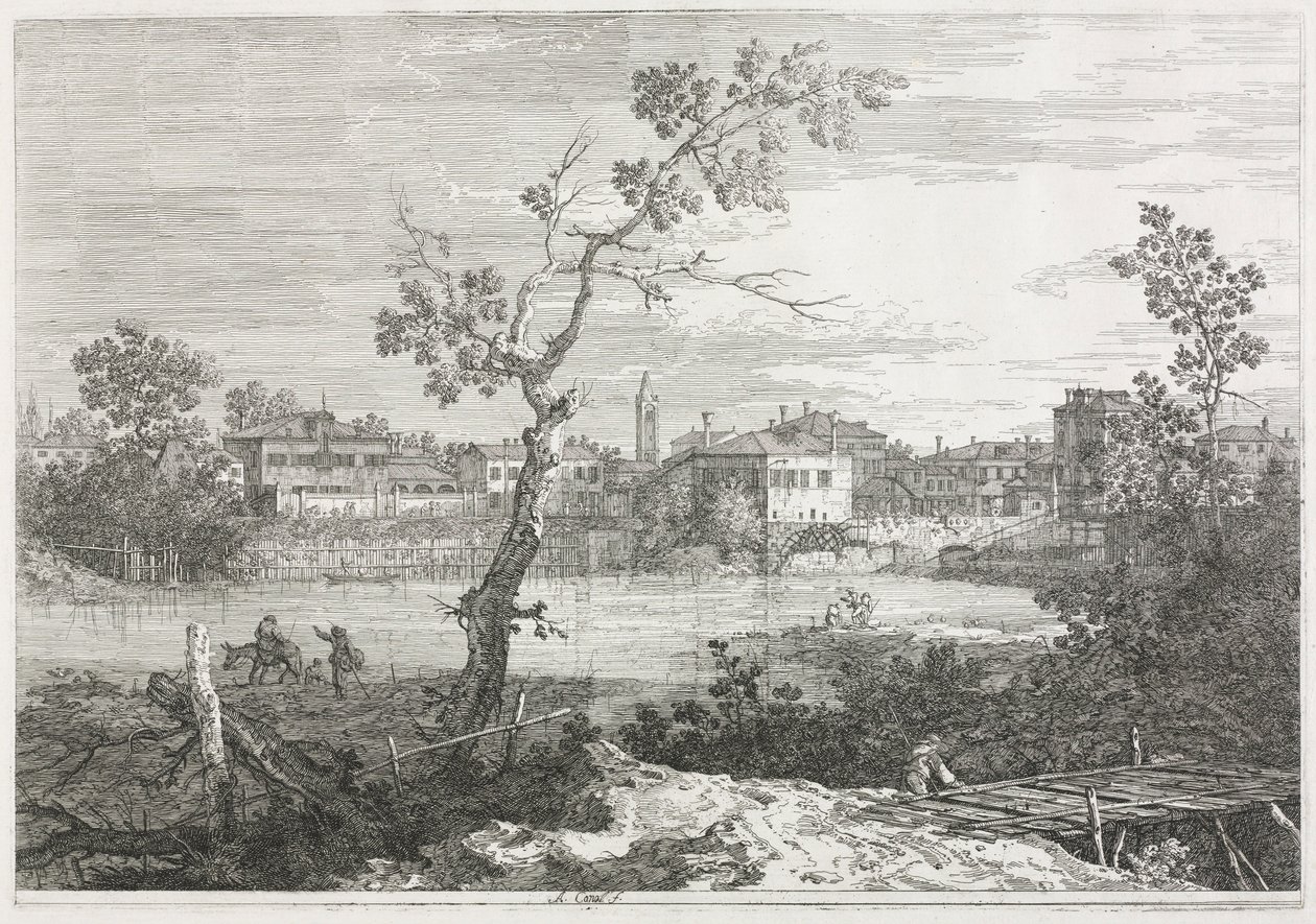 Uitzichten: Uitzicht op Burano, een stad op een eiland in de Venetiaanse lagune, 1735-1746 door Giovanni Antonio Canal