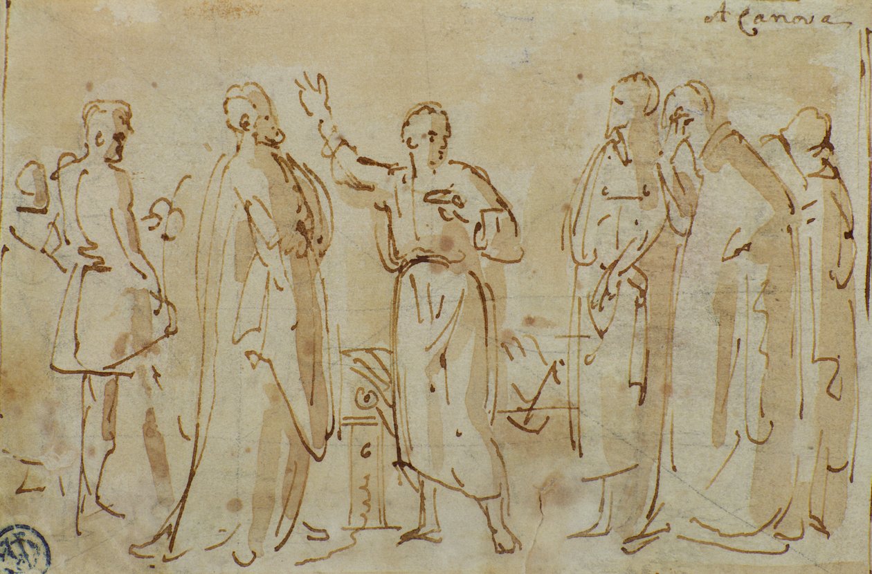 Socrates drinkt de beker met gif, c.1787 door Antonio Canova