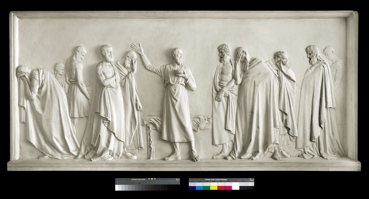 Socrates drinkt de beker met gif (gips) door Antonio Canova