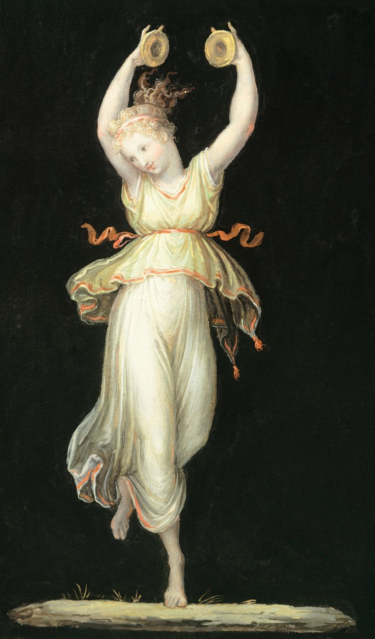 Vrouw die castagnetten bespeelt door Antonio Canova, tempera door Antonio Canova