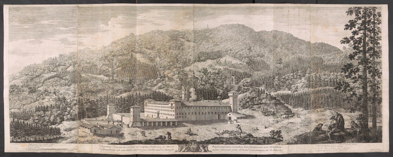 Groot uitzicht op het klooster te midden van de Apennijnenbossen door Antonio Cioci or Ciocchi