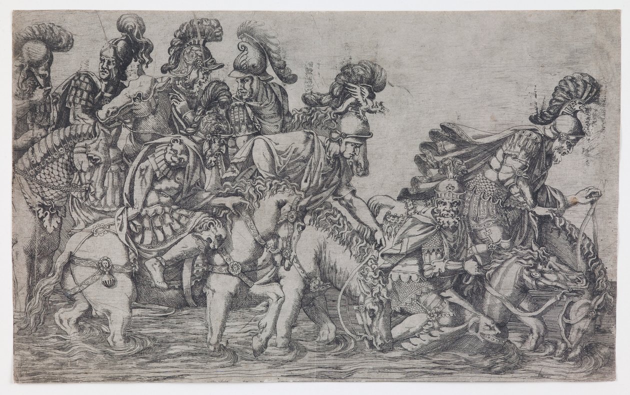Acht Ruiters die een Rivier Oversteken door Antonio Fantuzzi