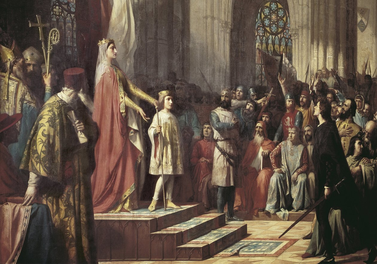 Maria de Molina presenteert haar zoon aan de Cortes van Valladolid. 1863 door Antonio Gisbert