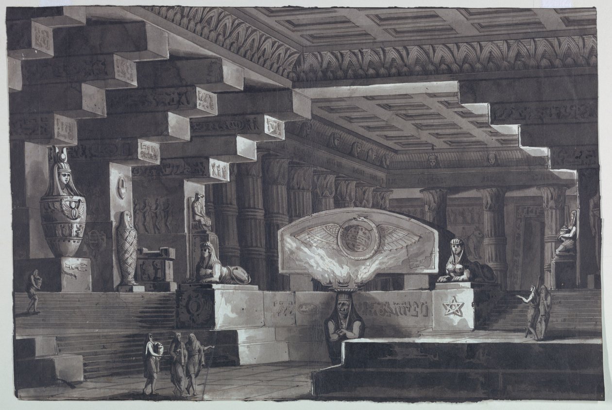 Toneelontwerp, Interieur van Egyptische Tempel door Antonio Giuseppe Basoli