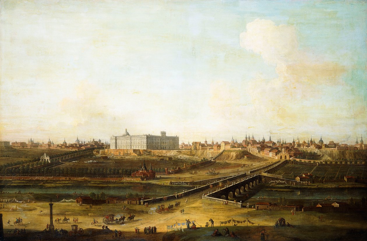 Madrid en het Palacio Real vanaf de westelijke oever van de Manzanares, 1752-53 door Antonio Joli