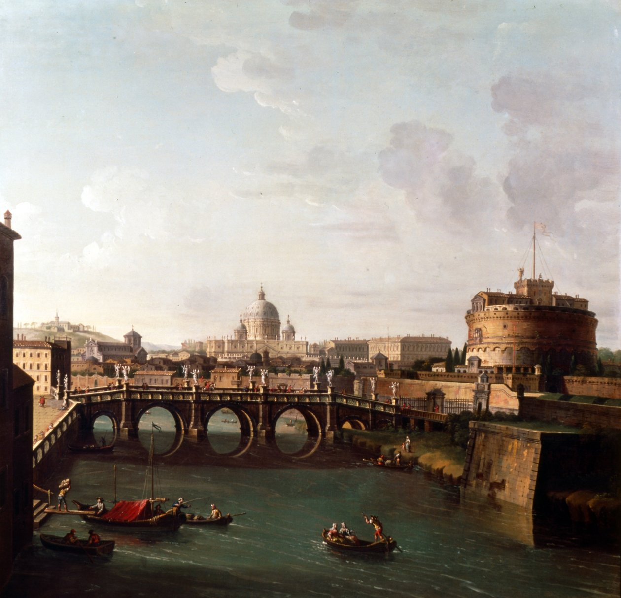 Rome, een uitzicht op de Tiber met het Castel Sant