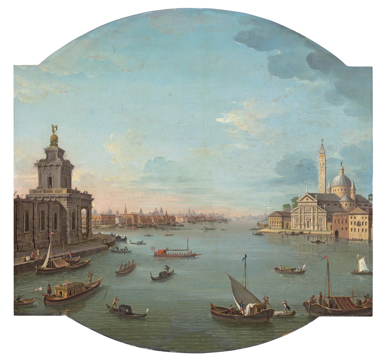 Uitzicht op San Giorgio Maggiore, Venetië, met de Punta della Dogana op de voorgrond door Antonio Joli