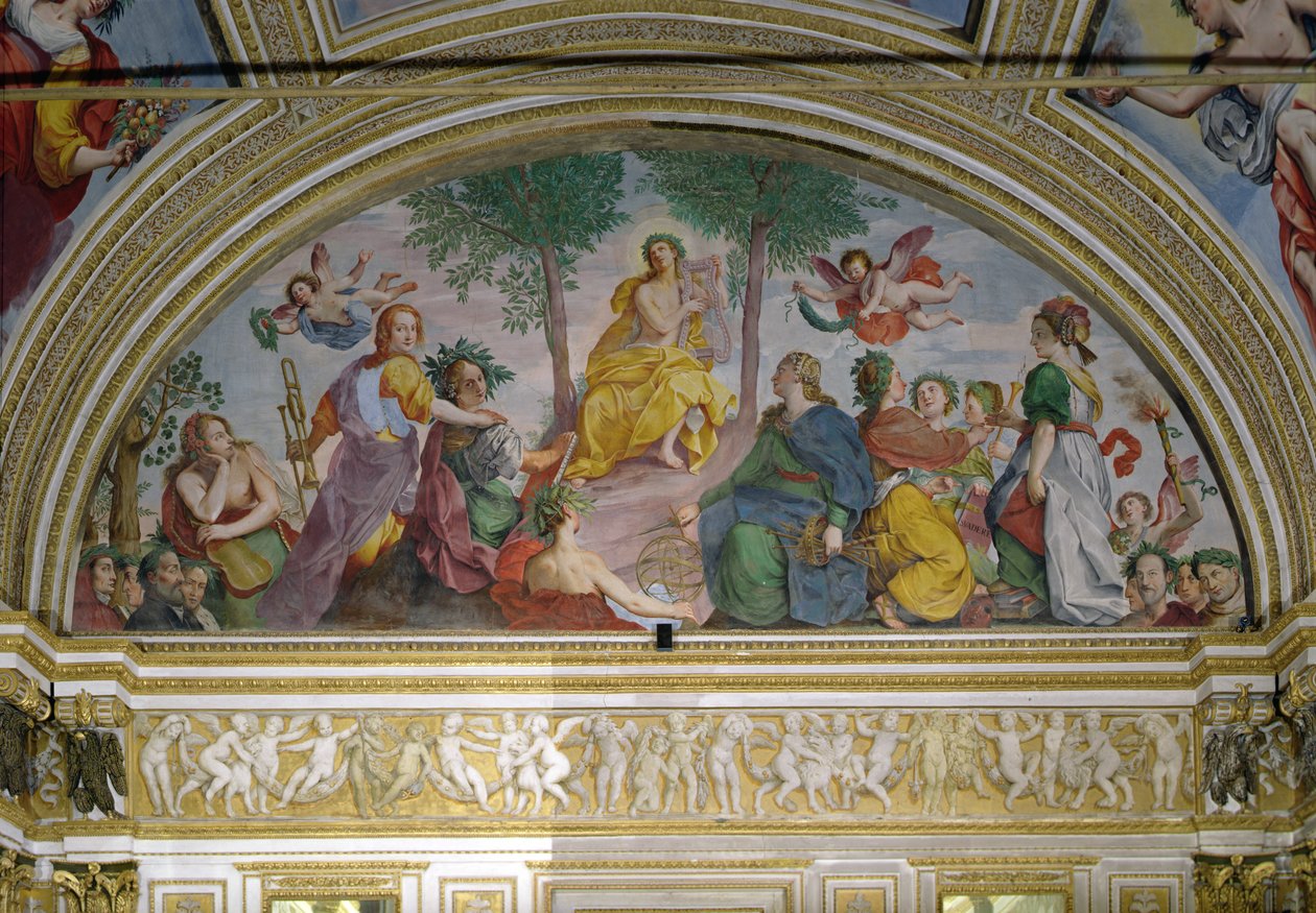 De Spiegelzaal, Apollo en de Muzen door Antonio Maria Viani