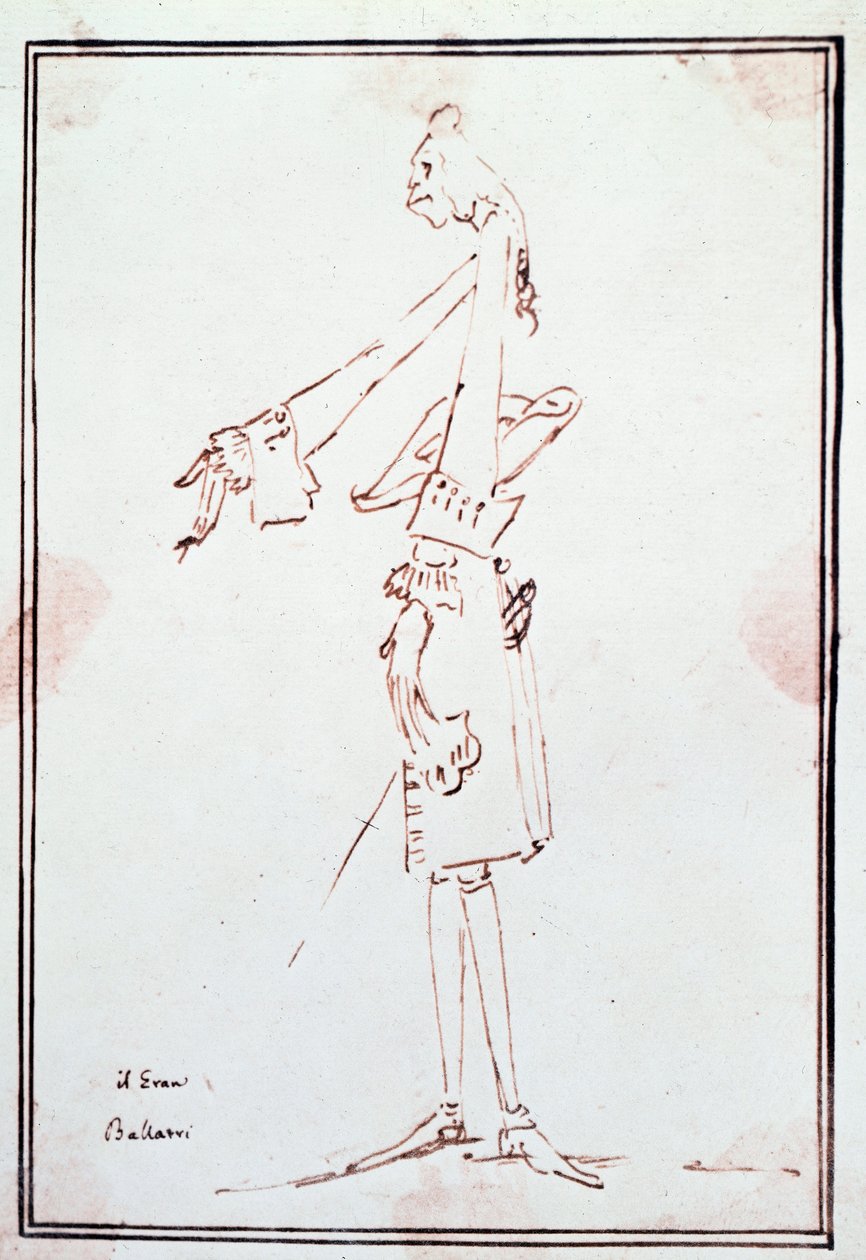 Portret van Filippo Balatri, Italiaanse castraat. Karikatuur door Anton Maria Zanetti. 18e eeuw door Antonio Maria Zanetti