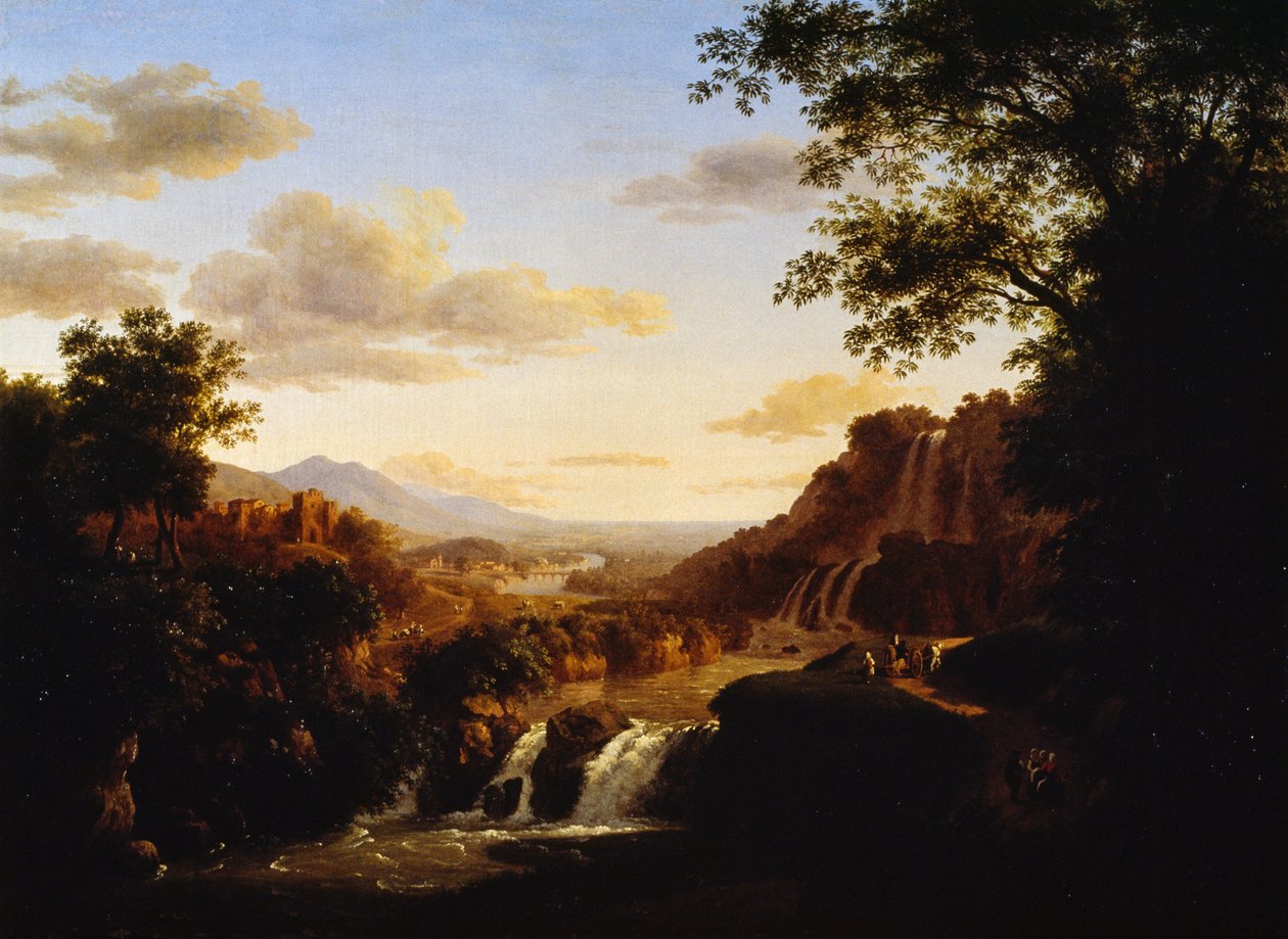 Landschap met waterval door Antonio Marinoni