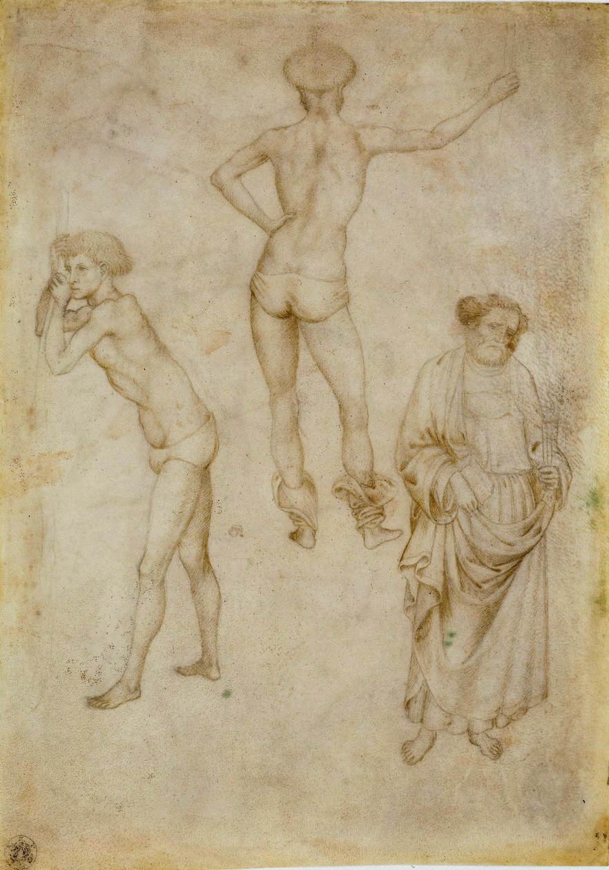Twee mannelijke figuren en Sint Petrus door Antonio Pisanello