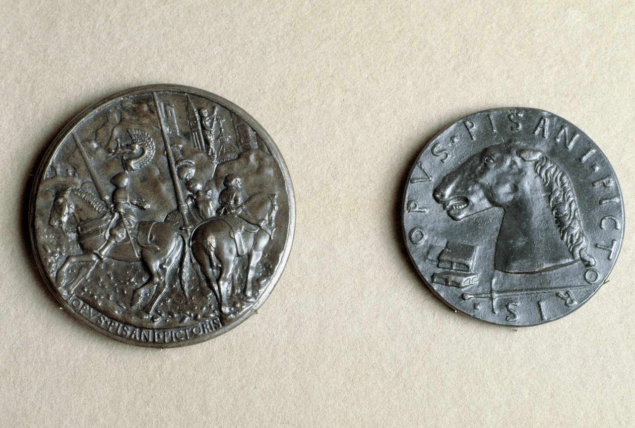 Medaglia di Francesco Sforza, heer van Cremona, te paard (brons) door Antonio Pisanello