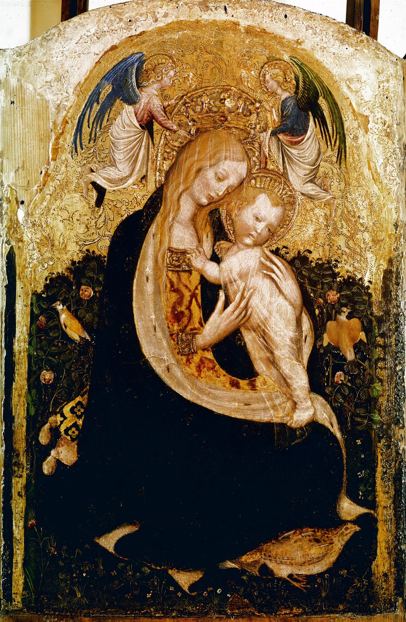 De Madonna met kwartel. Tempera op hout door Pisanello door Antonio Pisanello