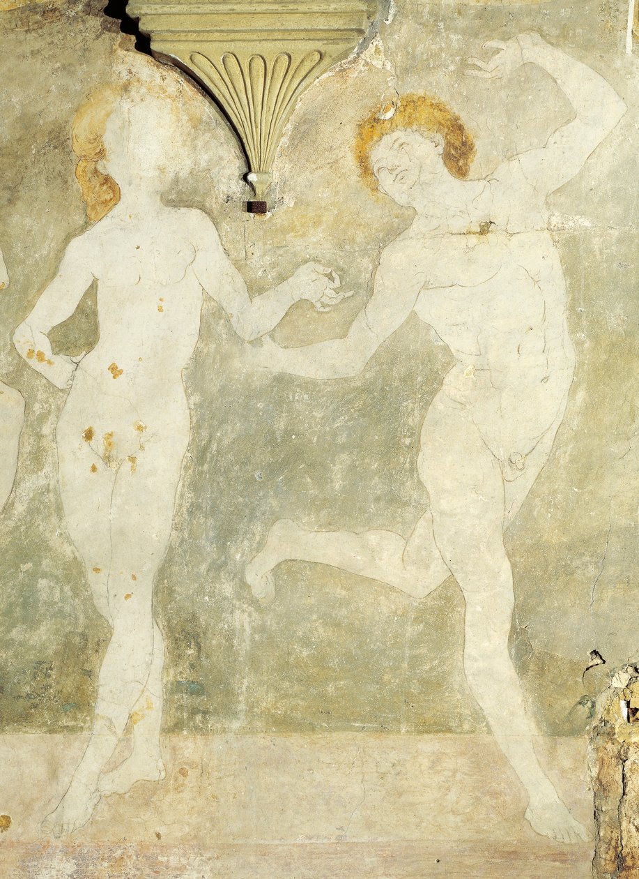 Naakte dans (detail) door Antonio Pollaiuolo