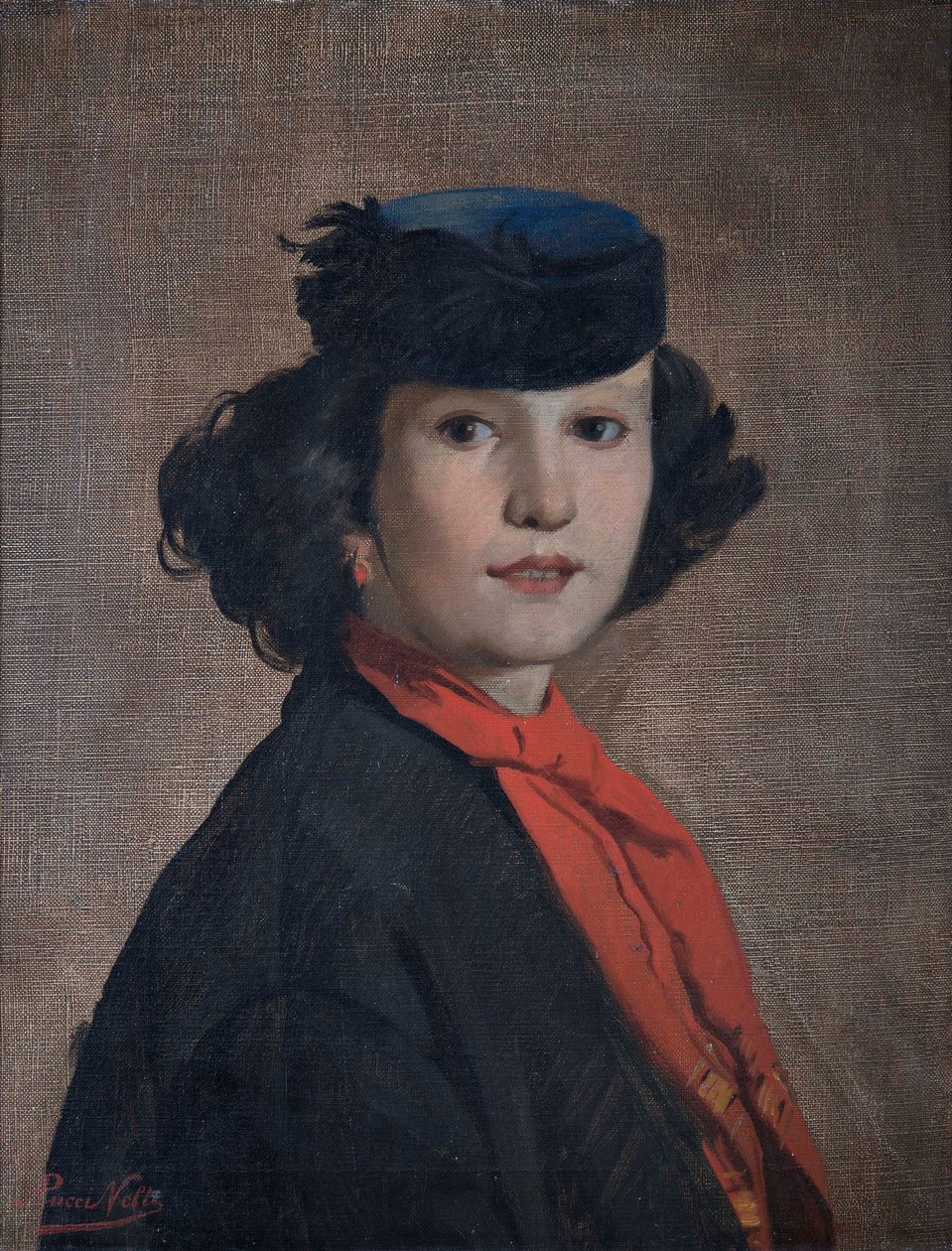 Portret van Nerina Badioli, ca. 1866 door Antonio Puccinelli