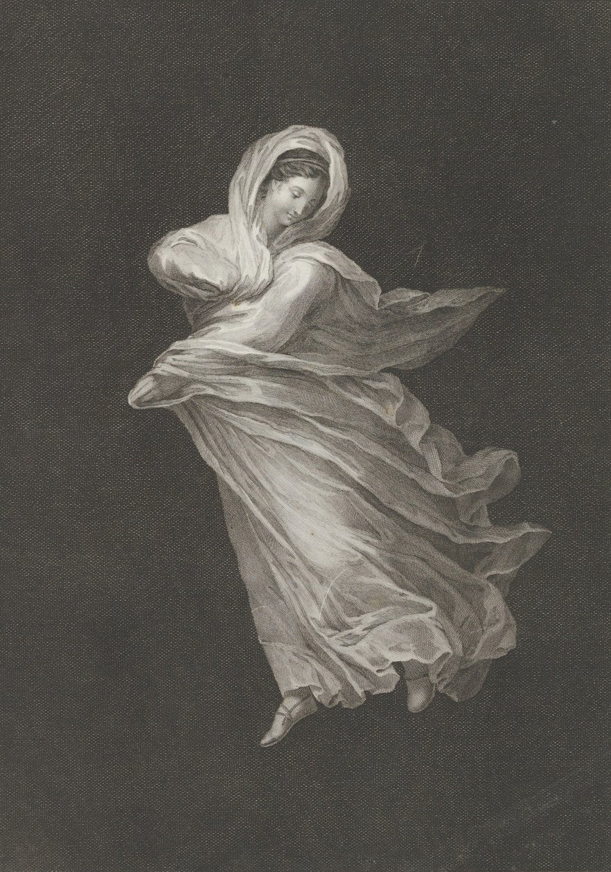 Een bacchante met vloeiende draperie, naar beneden kijkend, rechterarm gebogen en linkerarm..., ca. 1795-1847 door Antonio Ricciani