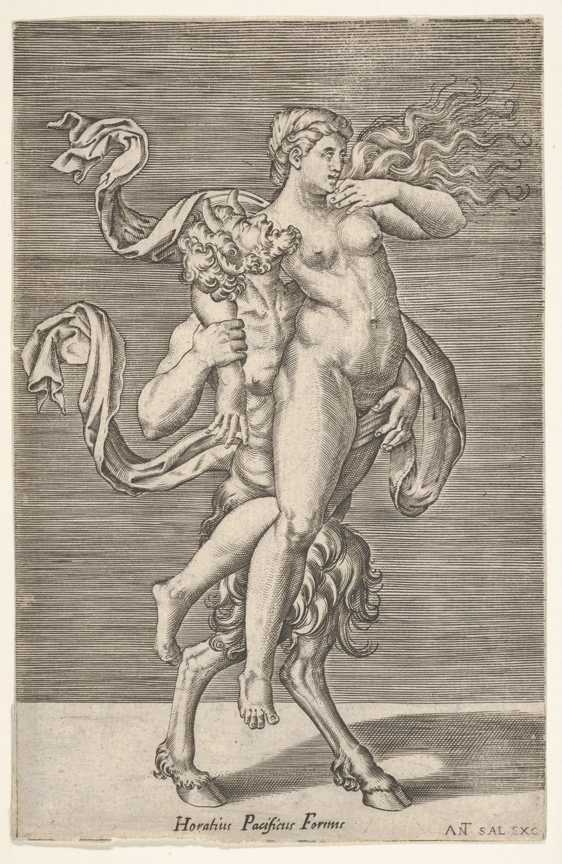 Sater die een nimf draagt, ca. 1505-62 door Antonio Salamanca