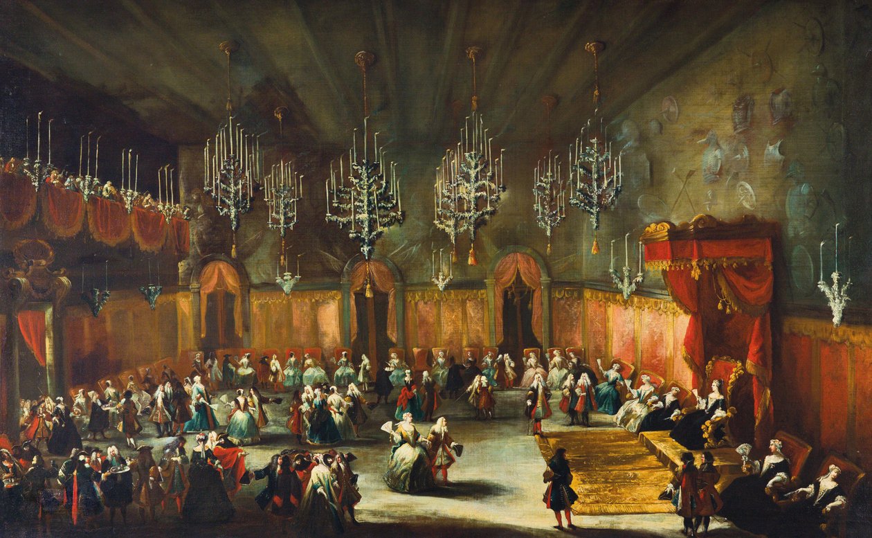 Bal ter ere van Anna Maria Luisa de Medici, keurvorstin van de Palts, ca. 1718-1719 door Antonio Stom