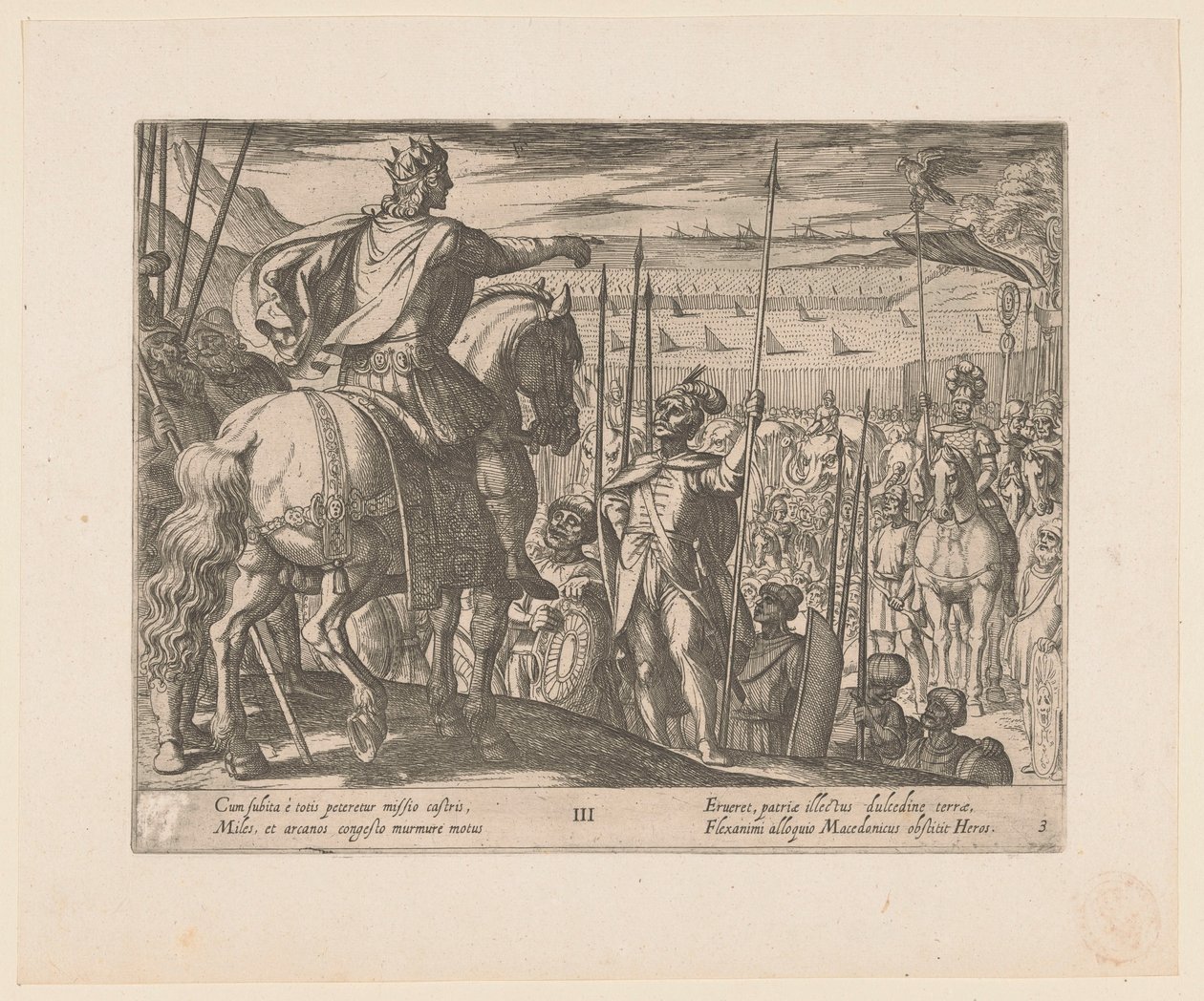 Alexander de Grote instrueert de Macedonische soldaten door Antonio Tempesta