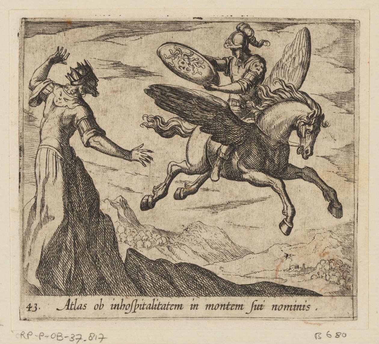 Atlas in een berg veranderd door Antonio Tempesta