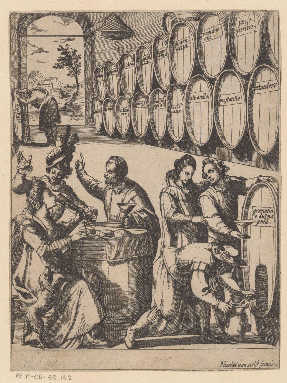 Drinkfestijn in wijnkelder door Antonio Tempesta