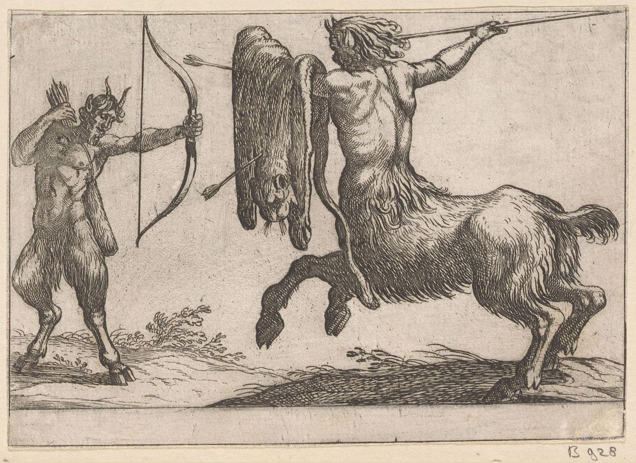 Een centaur een sater aanvallend (series title: Vechtende dieren) door Antonio Tempesta