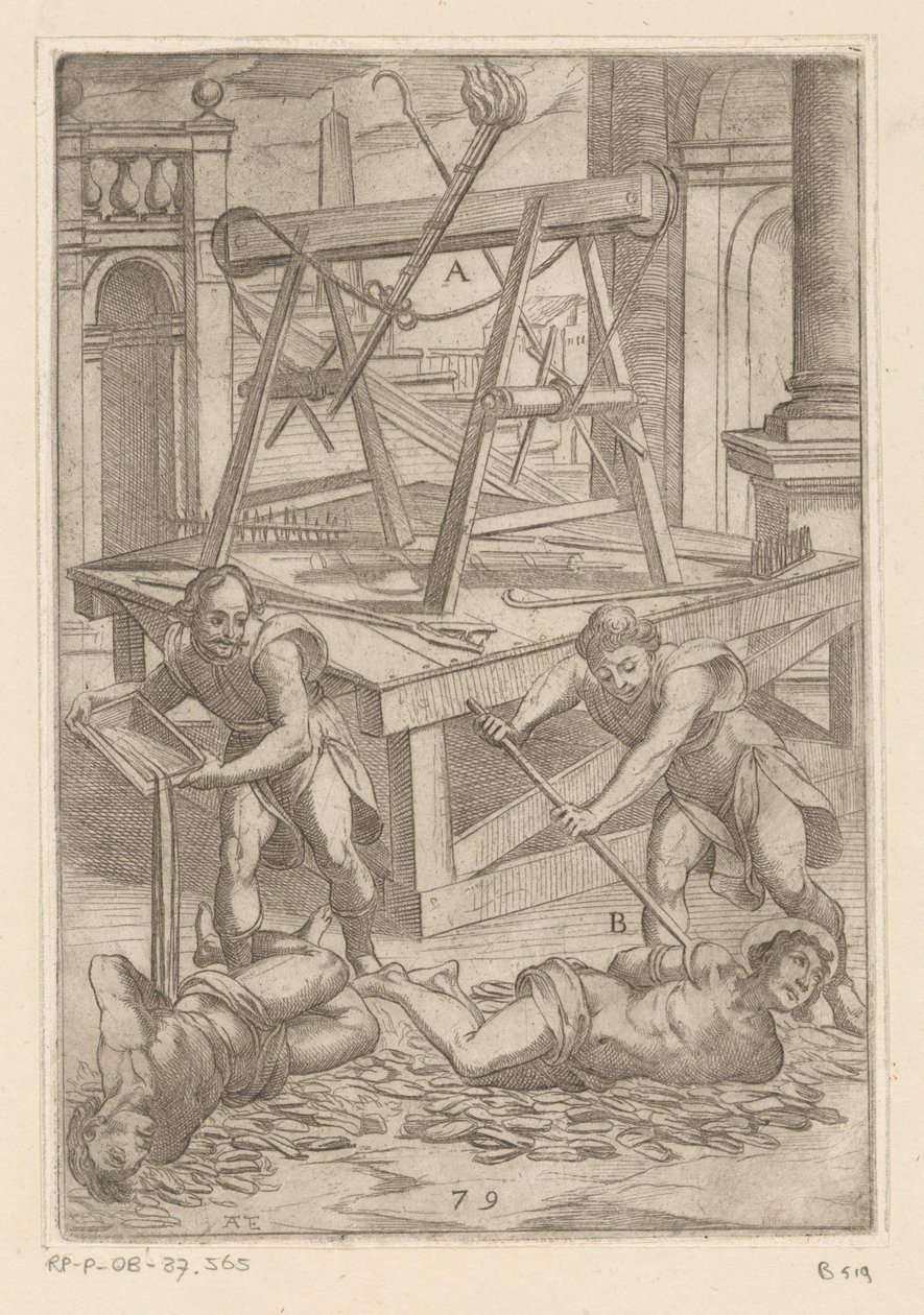 Foltering met kokende olie door Antonio Tempesta