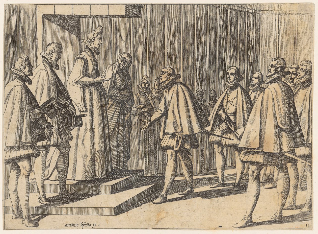 Afgezanten van de Italiaanse heersers bij Margaretha van Oostenrijk door Antonio Tempesta