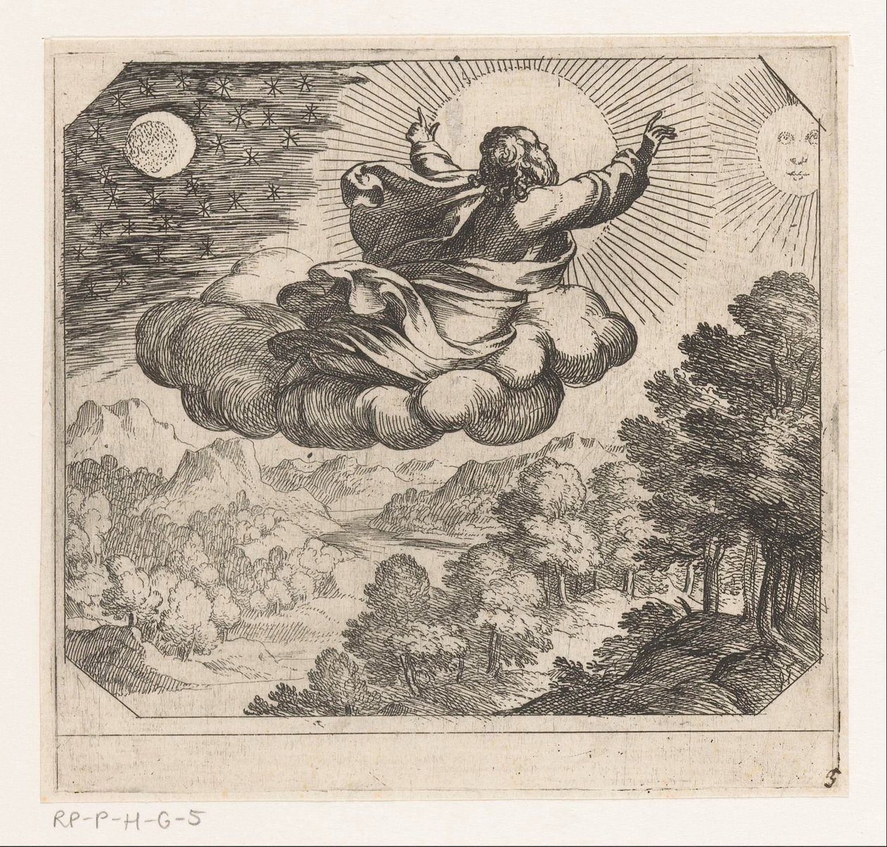 God schept de zon, de maan en de sterren door Antonio Tempesta