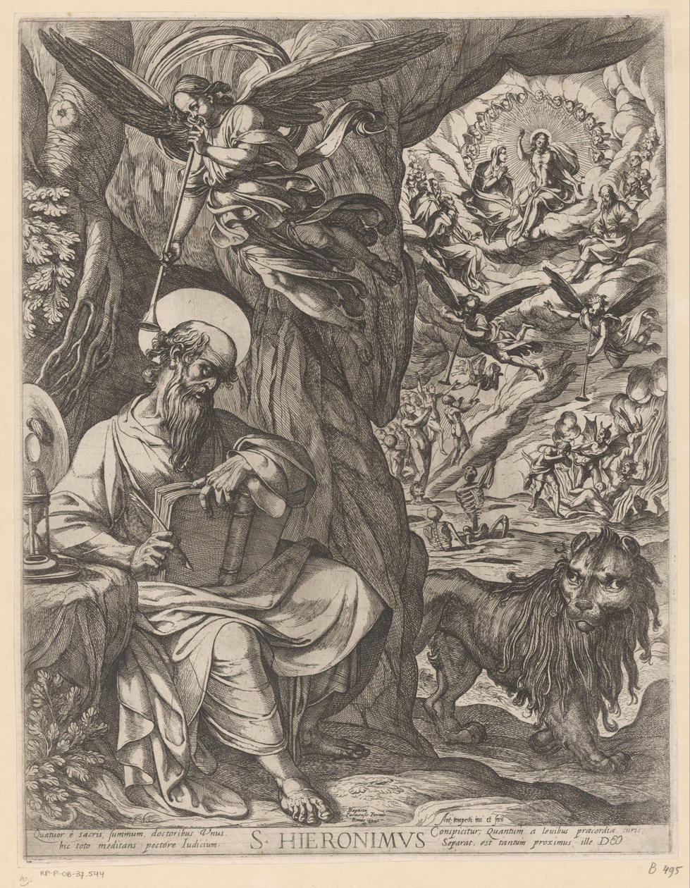 H. Hieronymus in de wildernis contemplerend over het laatste oordeel door Antonio Tempesta