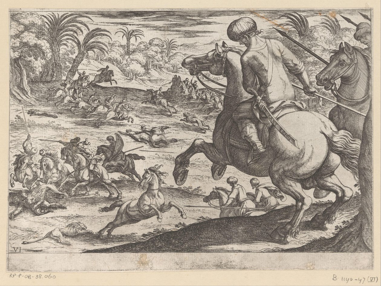 Jacht op leeuwen door Antonio Tempesta