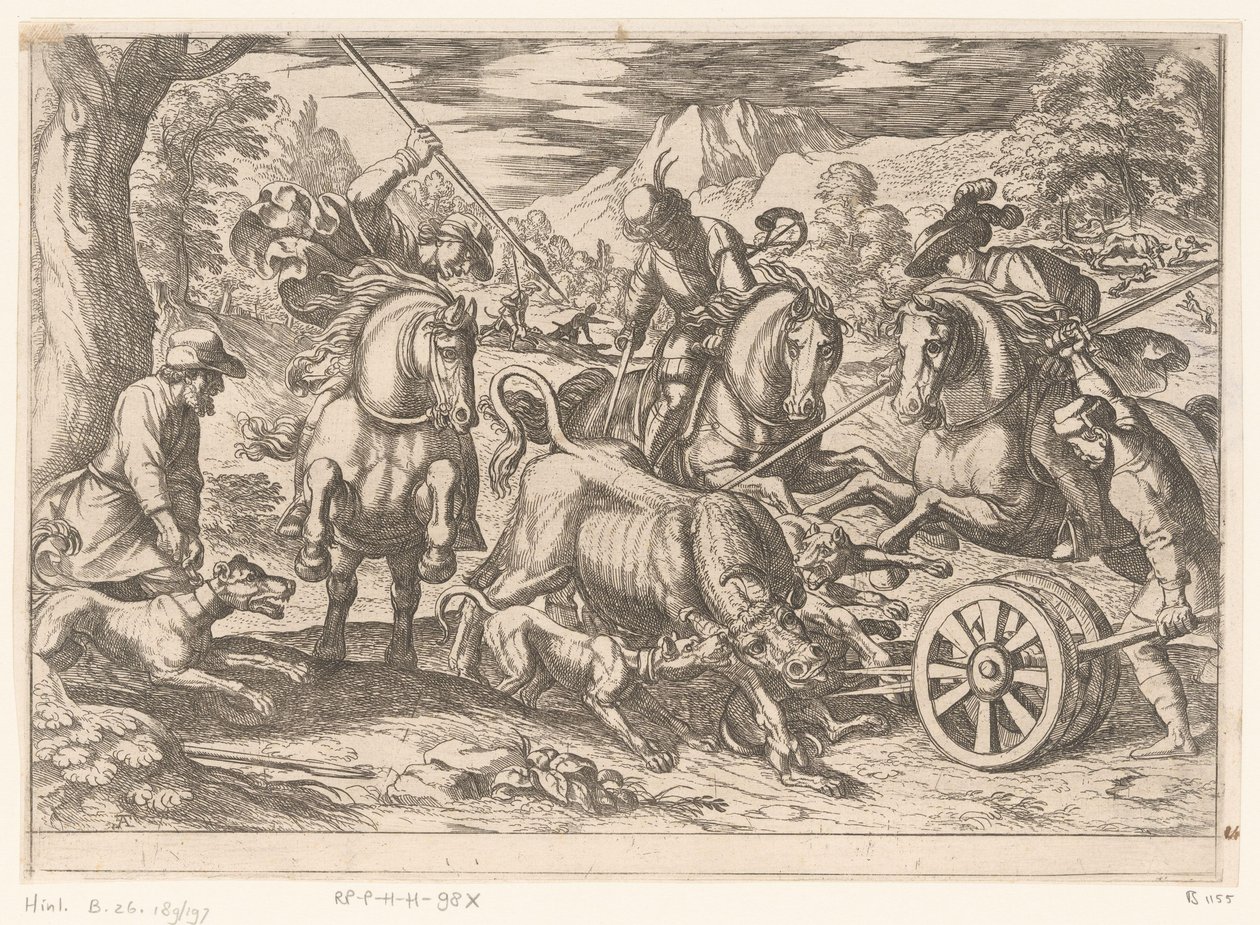 Jacht op wilde stieren door Antonio Tempesta