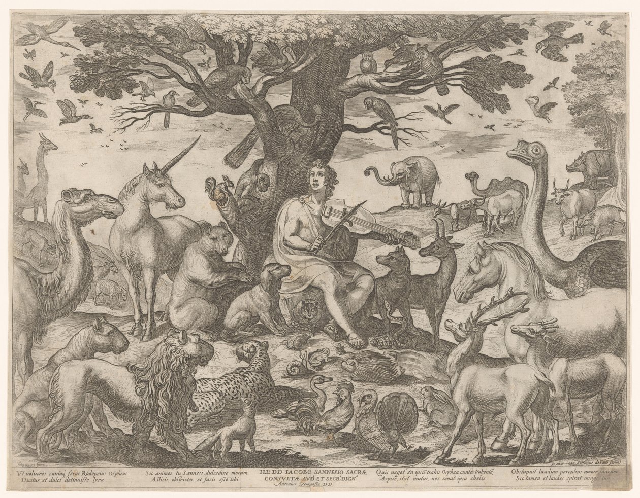 Orpheus betovert de dieren met zijn muziek door Antonio Tempesta