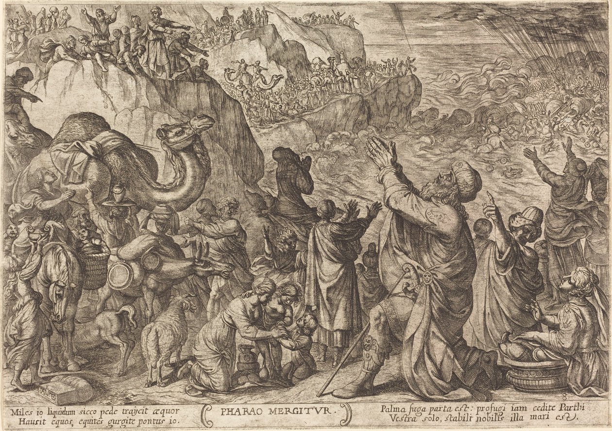 Het leger van de farao verdrinkt in de Rode Zee door Antonio Tempesta