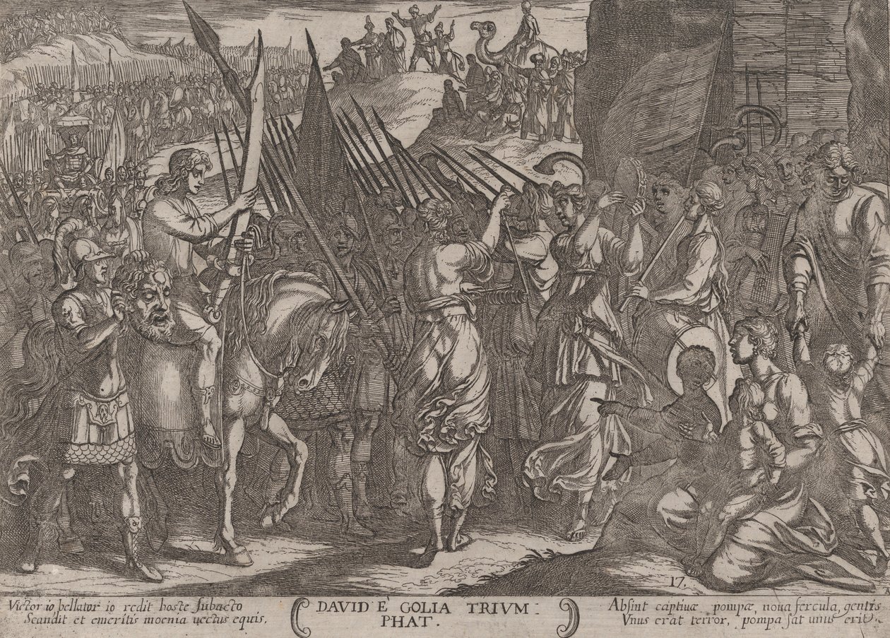 David keert triomfantelijk terug met het hoofd van Goliath, van 