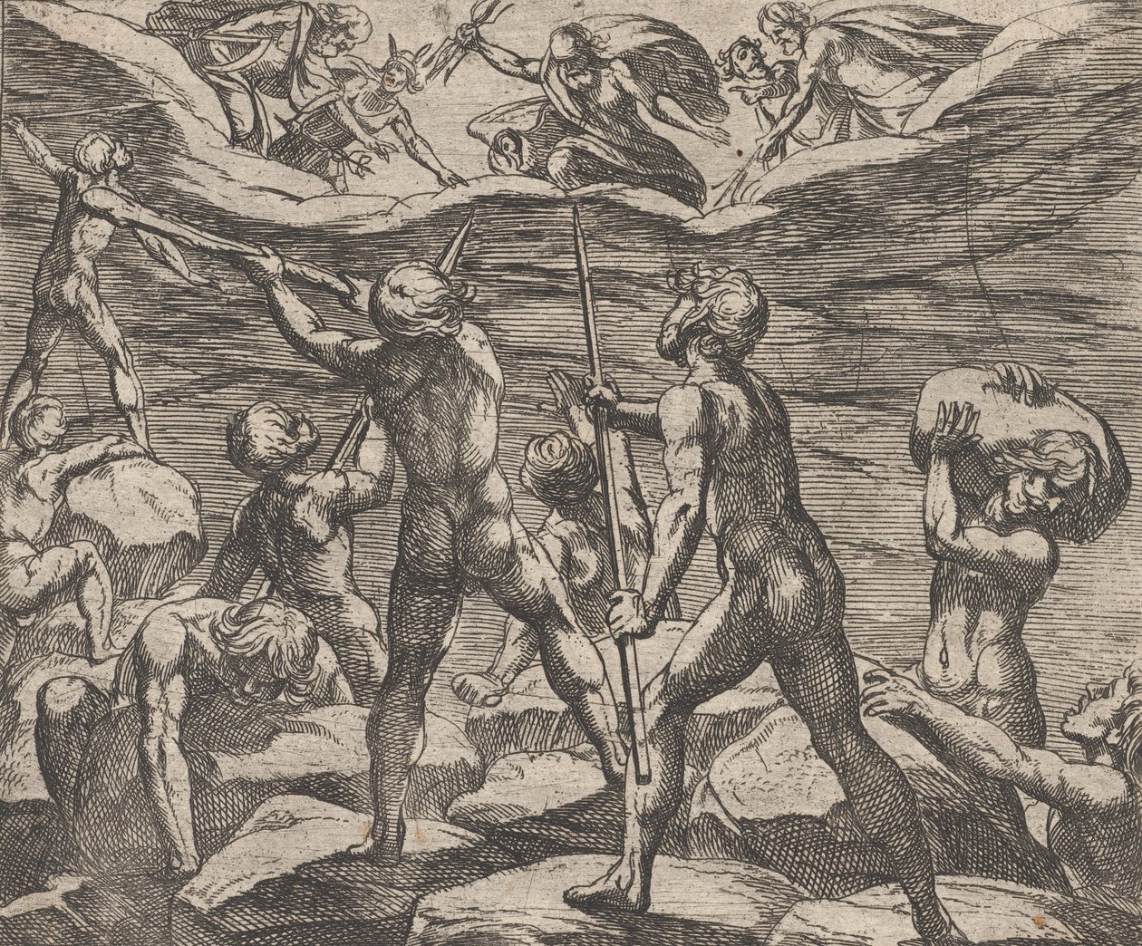 Plaat 6: De Reuzen Proberen Olympus te Bestormen Gigantomachia, uit Ovidius