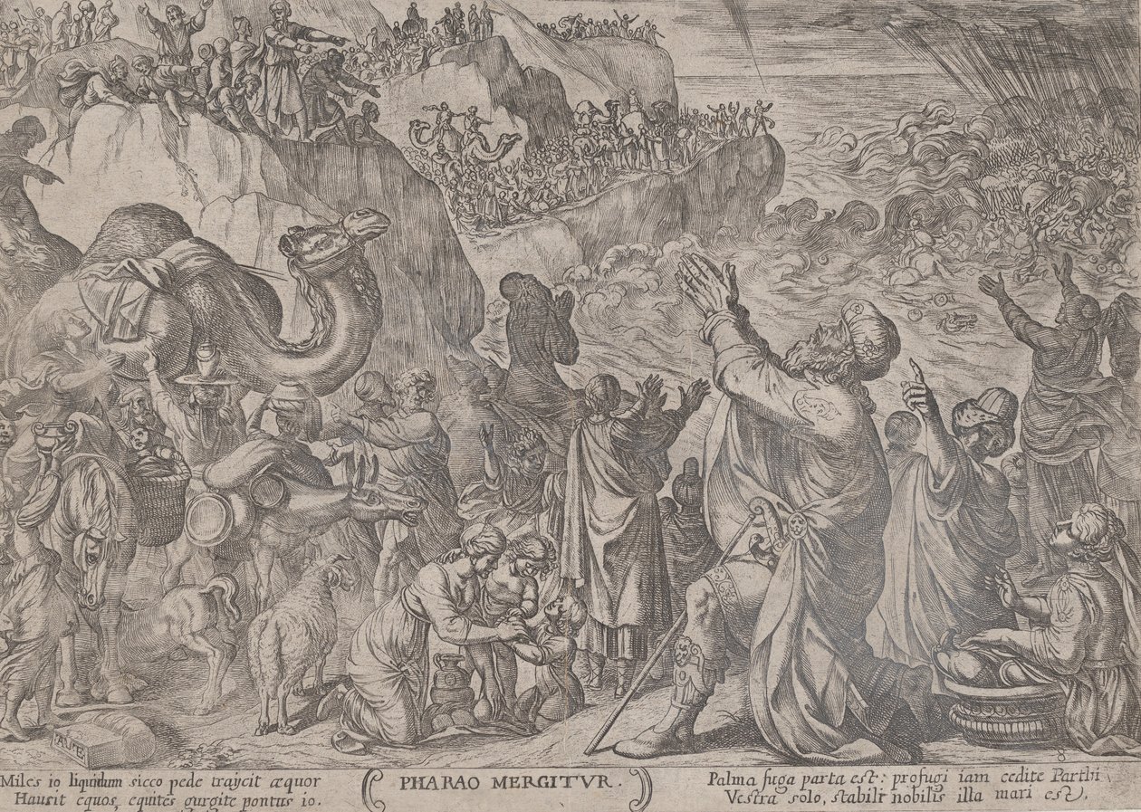 Plaat 8: De Egyptenaren verdrinken in de Rode Zee, uit 