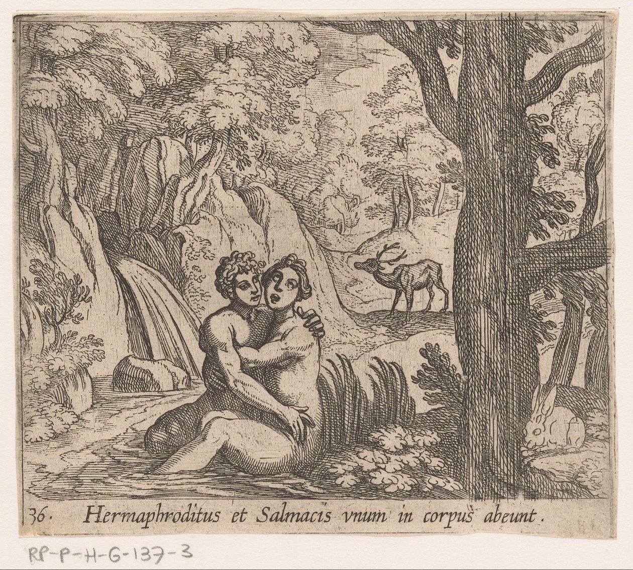Salmacis en Hermaphroditus door Antonio Tempesta