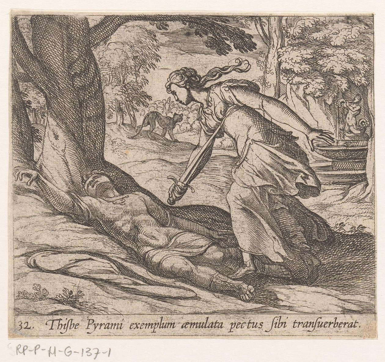 Zelfmoord van Thisbe door Antonio Tempesta