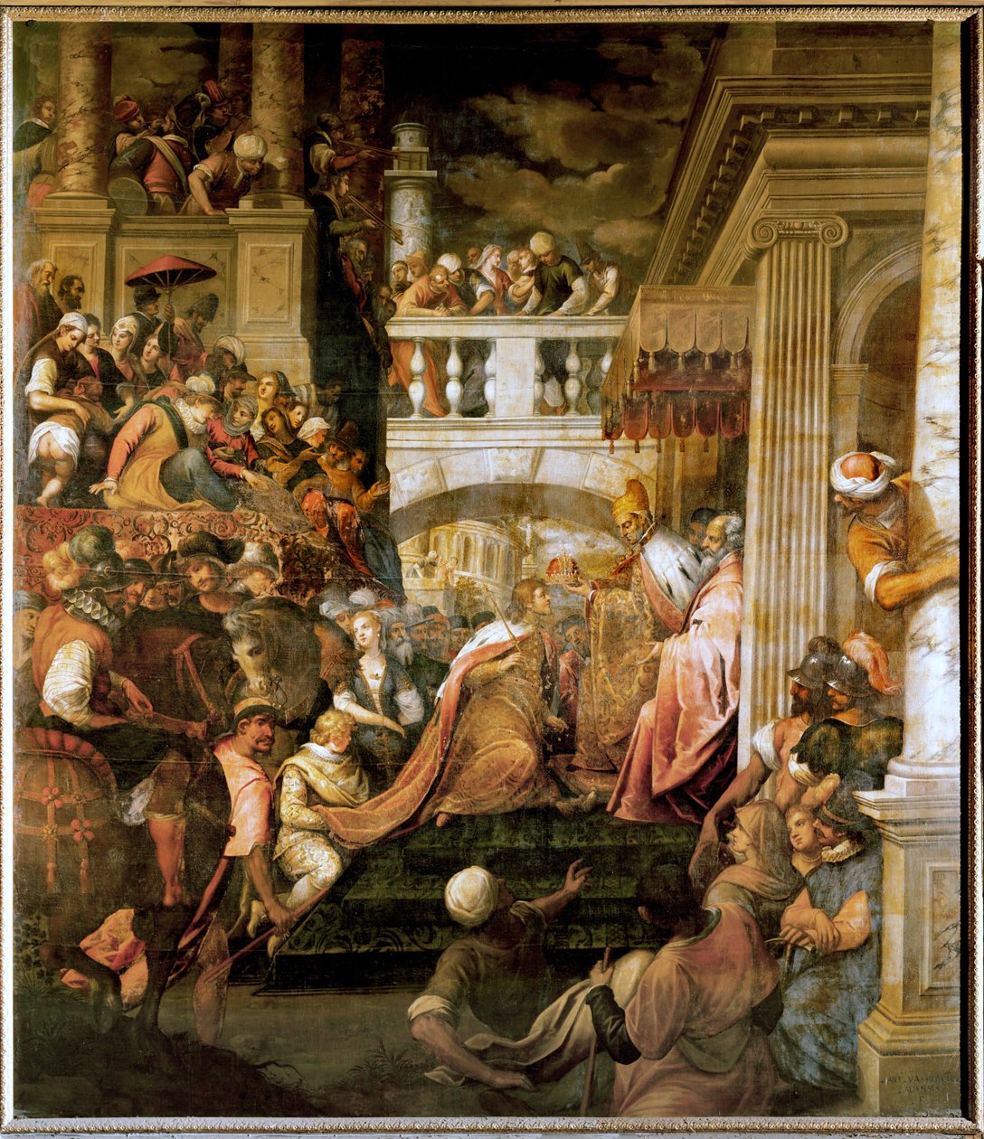 Kroning van Baudoin I, keizer van Byzantium (olieverf op doek) door Antonio Vassilacchi